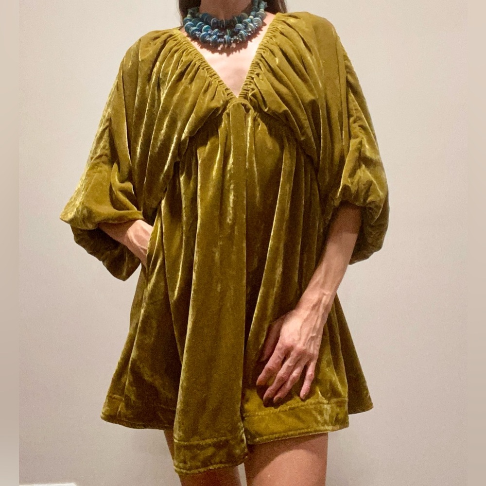 Royal Gold Velvet FREE PEOPLE Dress